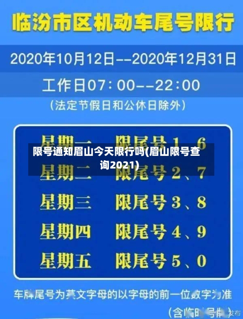 限号通知眉山今天限行吗(眉山限号查询2021)-第3张图片